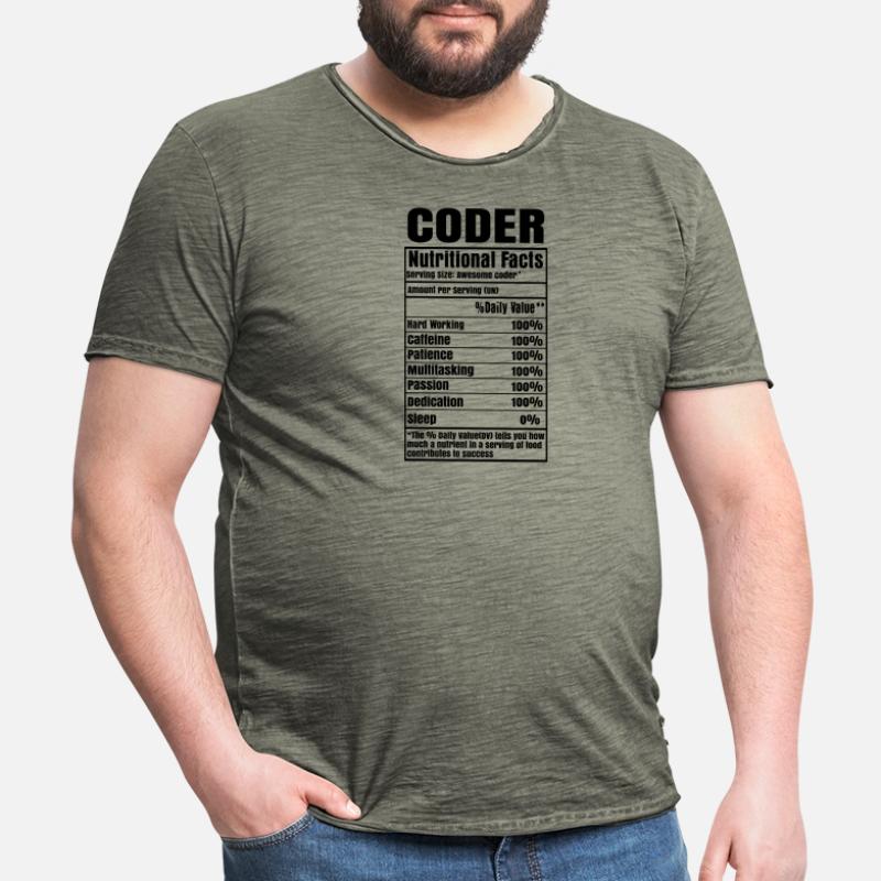 Coder Nutritional Facts Coder Programmer Computer Männer Vintage T-Shirt