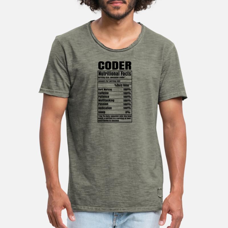 Coder Nutritional Facts Coder Programmer Computer Männer Vintage T-Shirt