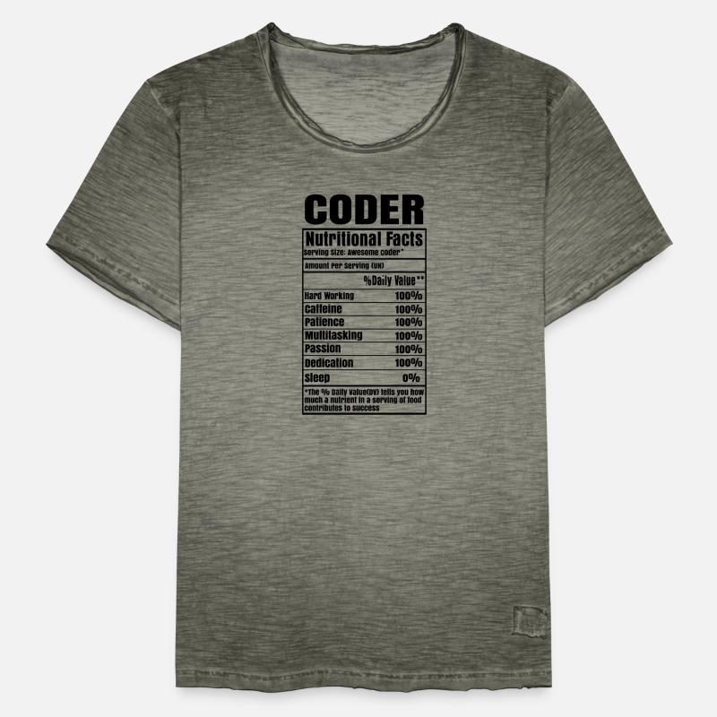 Coder Nutritional Facts Coder Programmer Computer Männer Vintage T-Shirt