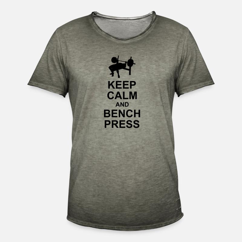 Keep Calm and Bench Press - Männer Vintage T-Shirt - Vintage Khaki