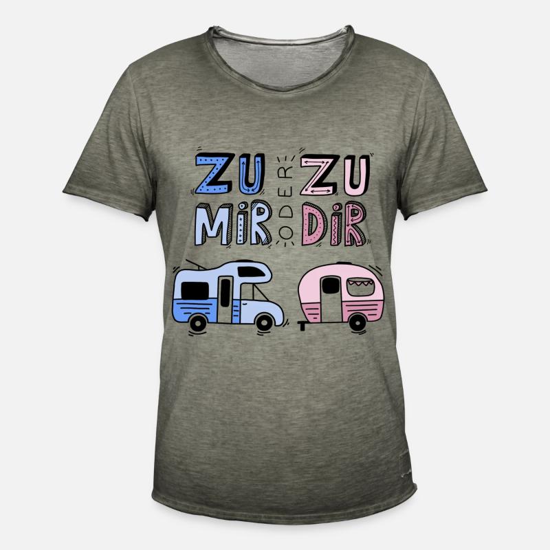 Zu mir oder zu dir - Männer Vintage T-Shirt - Vintage Khaki