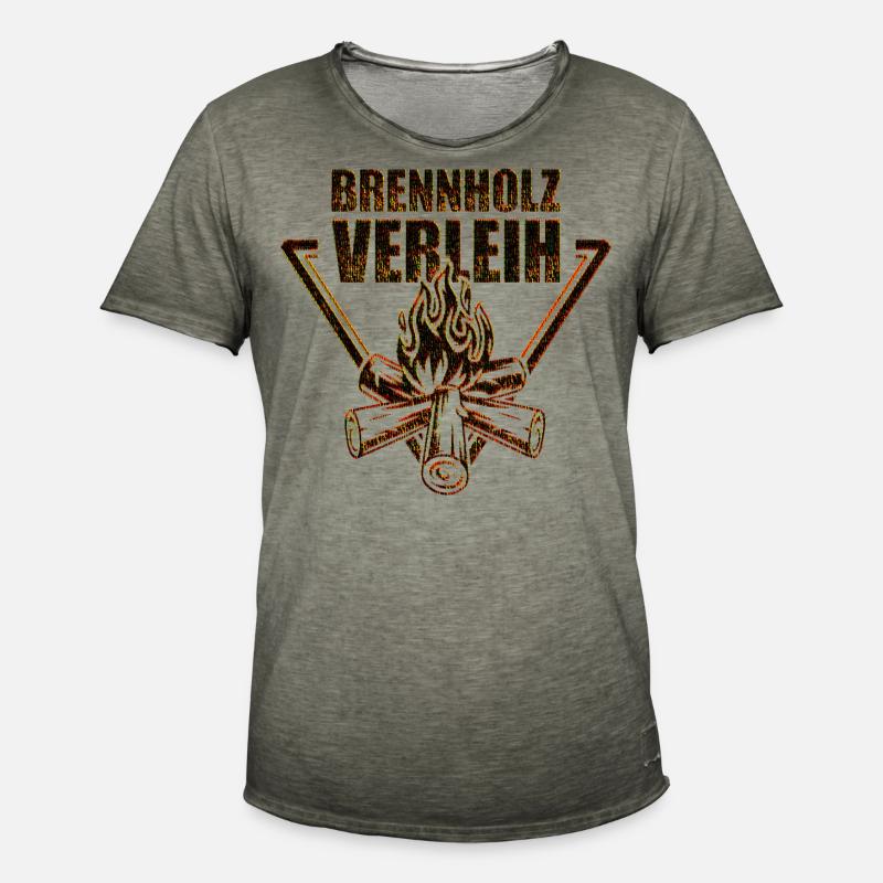 Brennholz Verleih Feuer Code - Männer Vintage T-Shirt - Vintage Khaki
