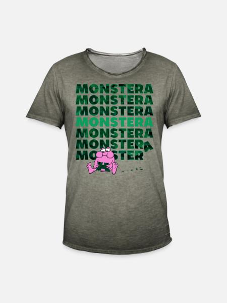 Monstera Monster - Men's Vintage T-Shirt - vintage khaki