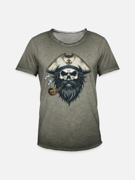 Kaptajn Skull Sailor Nautisk Sea Lake Båd - Herre vintage T-shirt - vintage-khaki