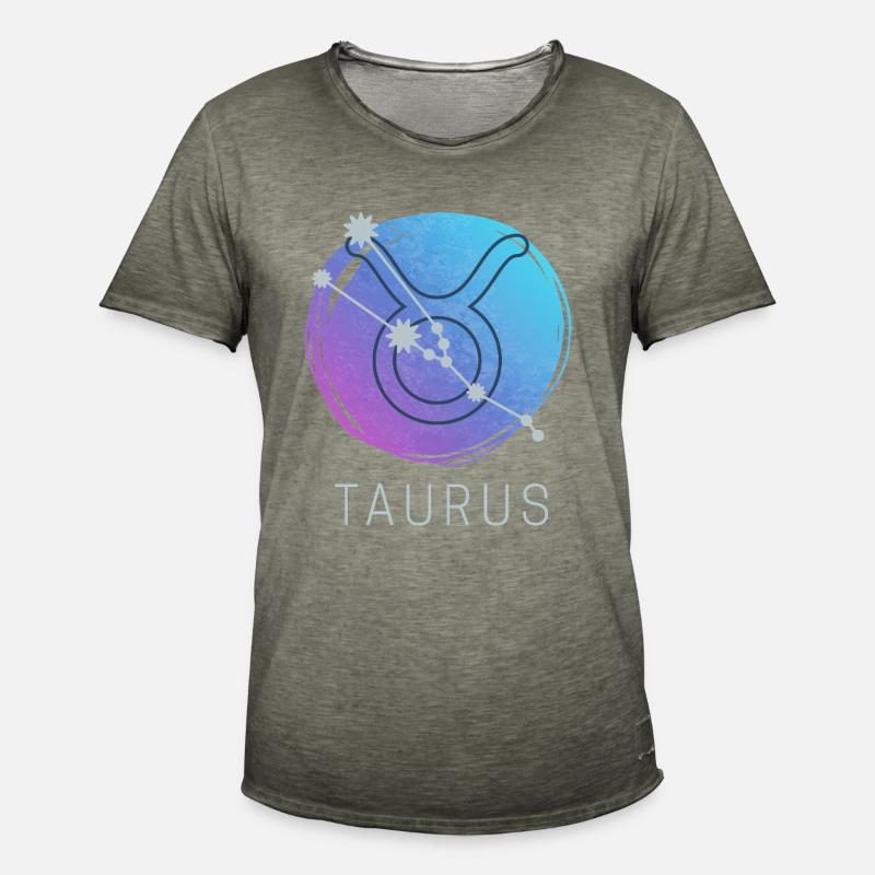Taurus Stier Sternzeichen Aquarell Astrologie - Männer Vintage T-Shirt - Vintage Khaki