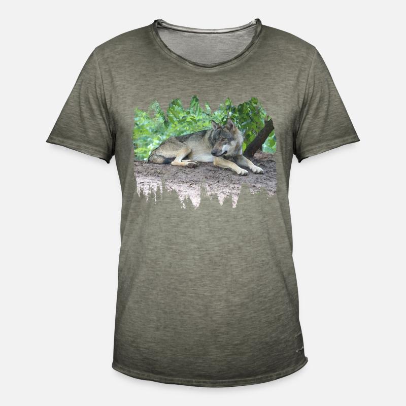 Grauwolf - Männer Vintage T-Shirt - Vintage Khaki