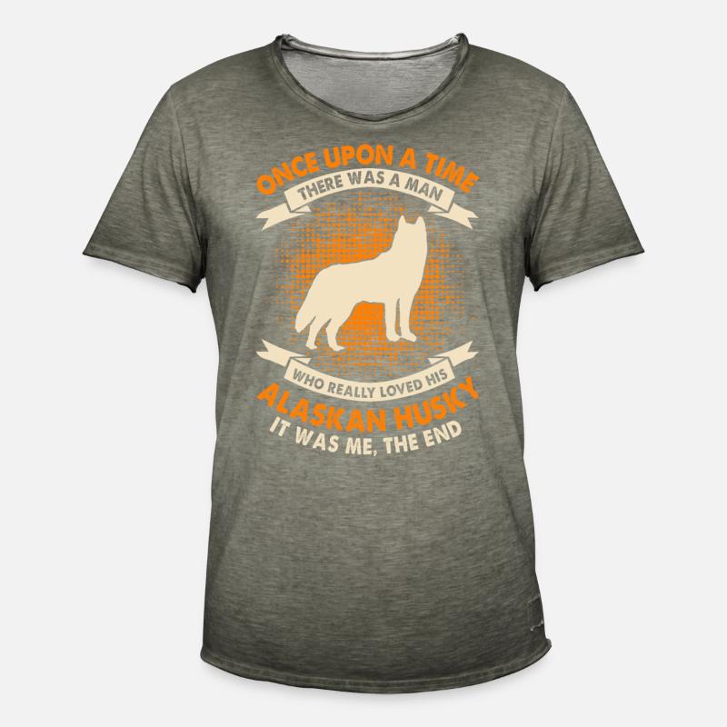 Es War Einmal - Alaskan Husky - Männer Vintage T-Shirt - Vintage Khaki