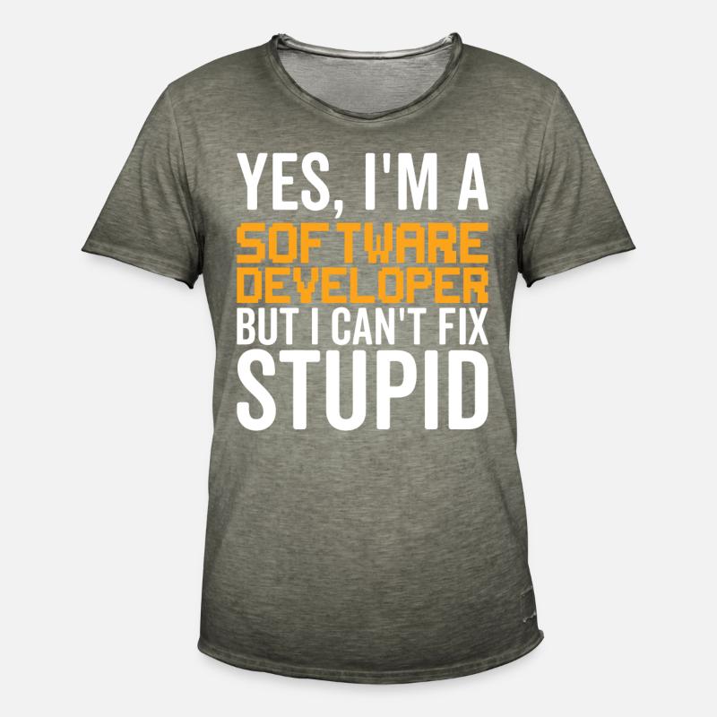 Stupid - Software Developer - Men's Vintage T-Shirt - vintage khaki