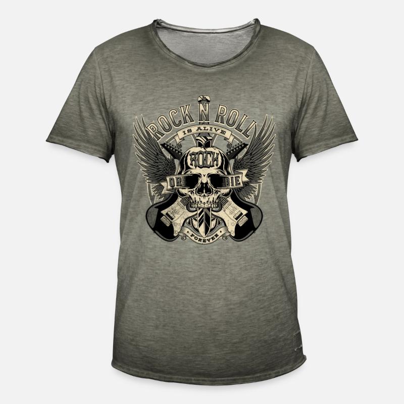 ROCKEN ODER STERBEN - Männer Vintage T-Shirt - Vintage Khaki
