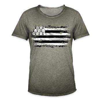 Breizh grunge flag, drapeau du pays breton - T-shirt vintage Homme - vintage kaki - Devant