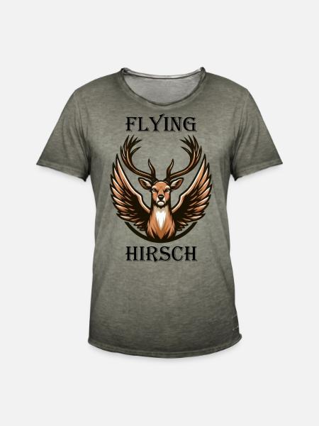 Flying Hirsch - Männer Vintage T-Shirt - Vintage Khaki