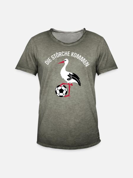Fußball Storch - Männer Vintage T-Shirt - Vintage Khaki