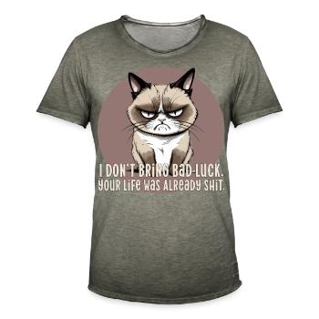 Black cat bad luck black cat misfortune odds - Men's Vintage T-Shirt - vintage khaki - Front - Jose (178cm)