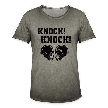Knock Knock - American Football Design - Männer Vintage T-Shirt - Vintage Khaki - Vorne - Jose (178cm)