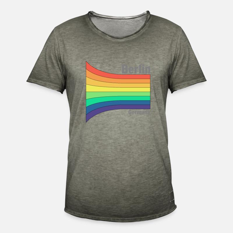 Berlin Regenbogen Stolz Souvenir Mitbringsel - Männer Vintage T-Shirt - Vintage Khaki