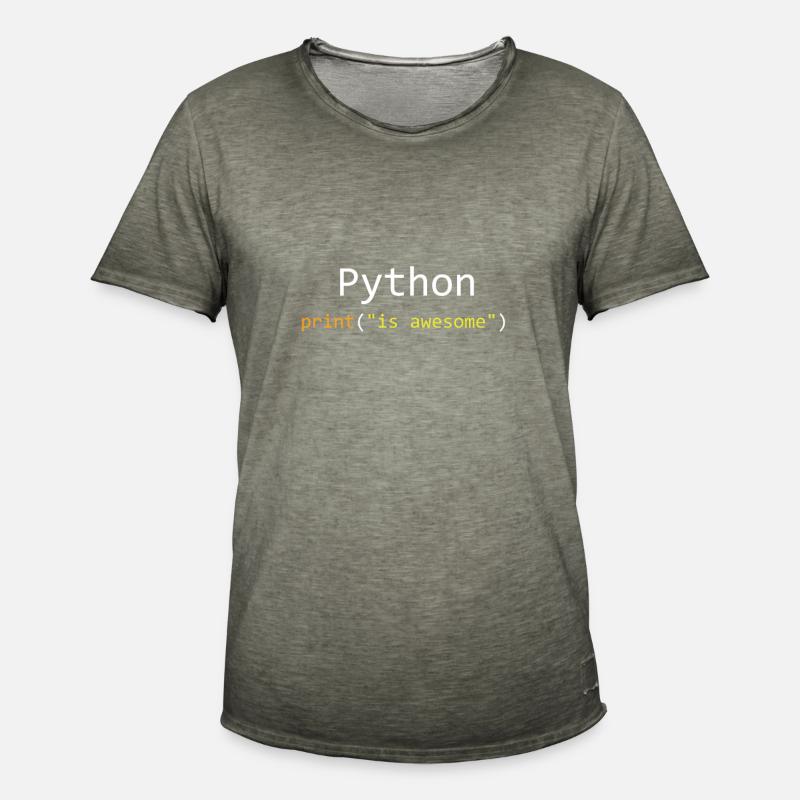 Python is awesome - T-shirt vintage Homme - vintage kaki