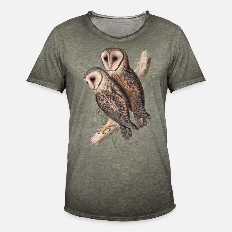 Eule Eulenpärchen Schleiereule - Männer Vintage T-Shirt - Vintage Khaki