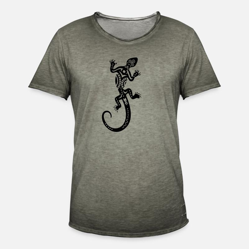 Eidechse - Männer Vintage T-Shirt - Vintage Khaki