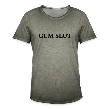 Cum Slut - Männer Vintage T-Shirt - Vintage Khaki - Vorne