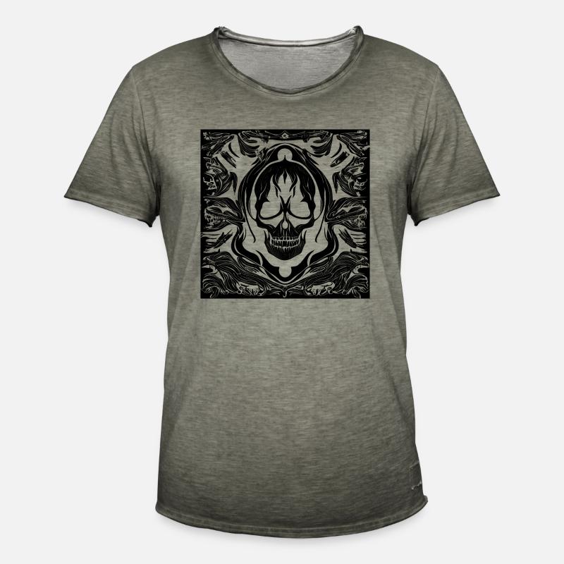 Halloween- oder Horror- Totenschädel mit Ornamente - Männer Vintage T-Shirt - Vintage Khaki
