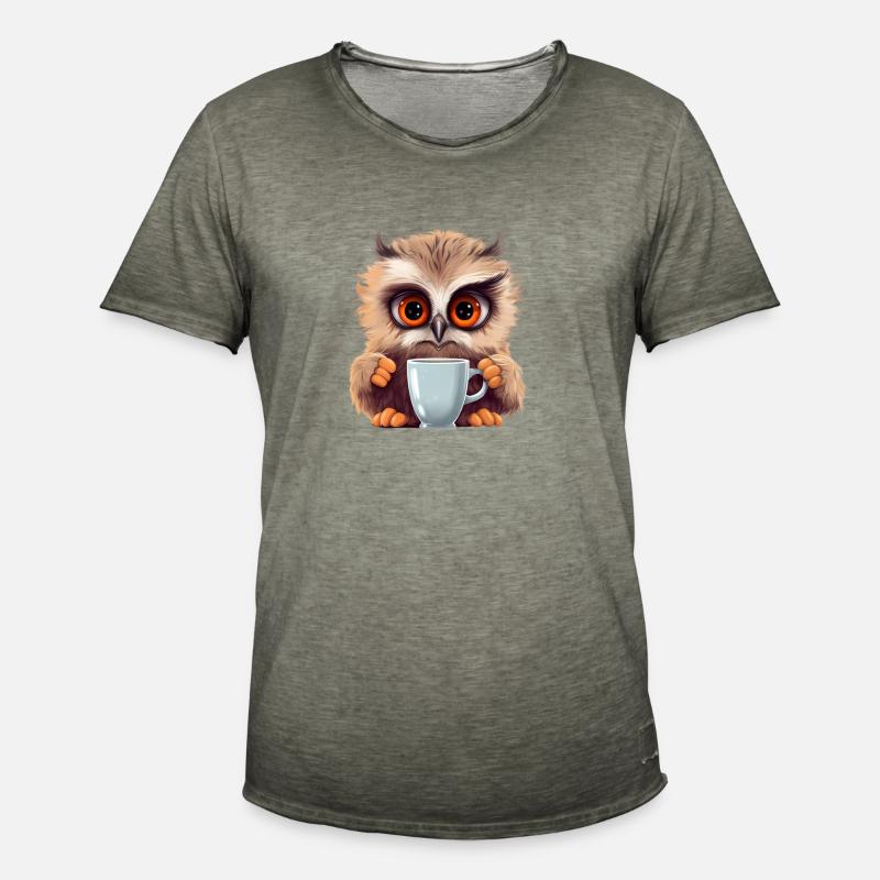 Niedliche Wachsame Eule | Nachtschwärmer Eule - Männer Vintage T-Shirt - Vintage Khaki