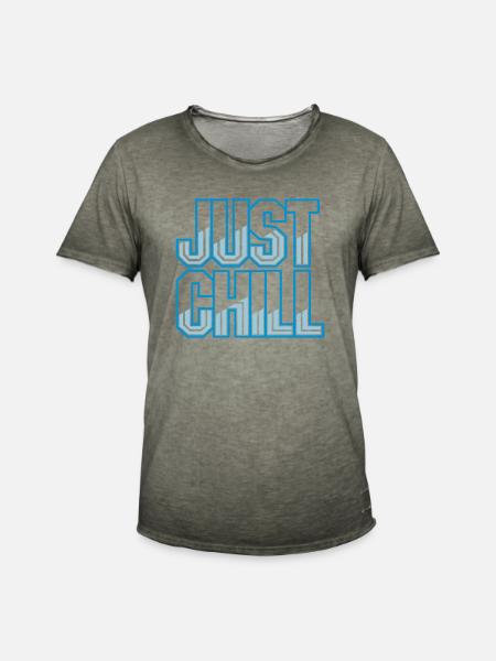 Just Chill Text Logo - Men's Vintage T-Shirt - vintage khaki