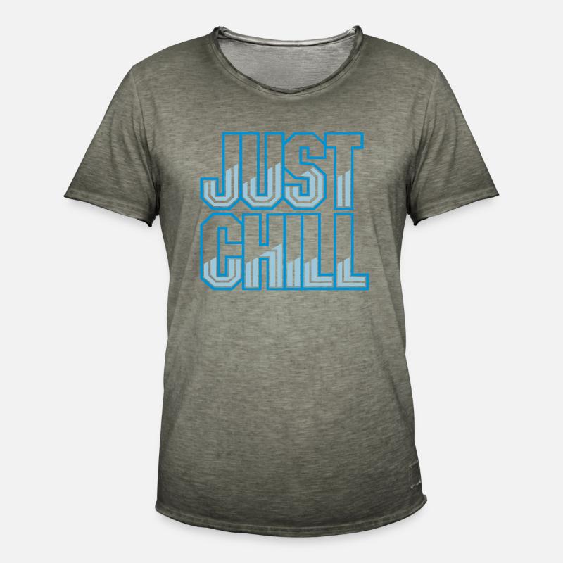 Just Chill Text Logo - T-shirt vintage Homme - vintage kaki