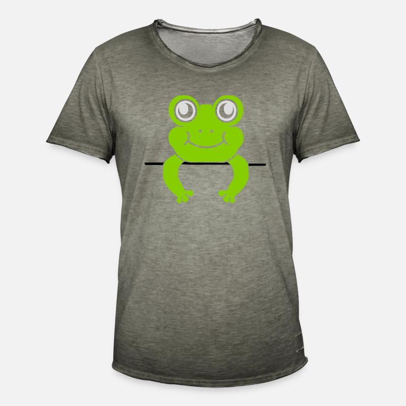 Frosch Mauer Schild Comic - Männer Vintage T-Shirt - Vintage Khaki