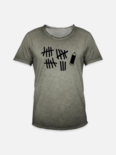 Striche - Stift - Männer Vintage T-Shirt - Vintage Khaki