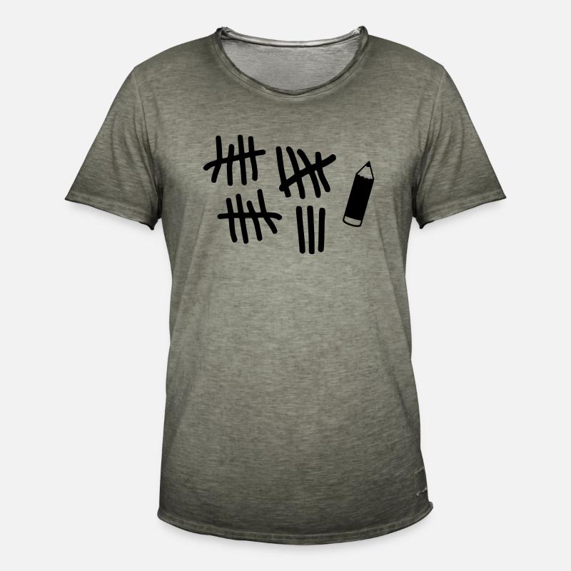 Striche - Stift - Männer Vintage T-Shirt - Vintage Khaki