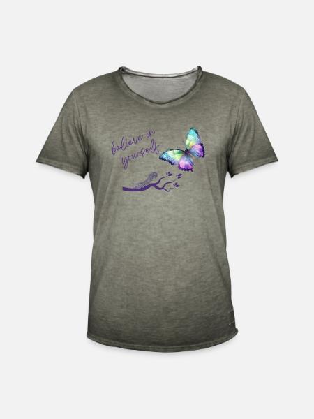 BELIEVEINYOURSELF! - Männer Vintage T-Shirt - Vintage Khaki