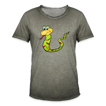 Schlange Snake - Männer Vintage T-Shirt - Vintage Khaki - Vorne - Jose (178cm)