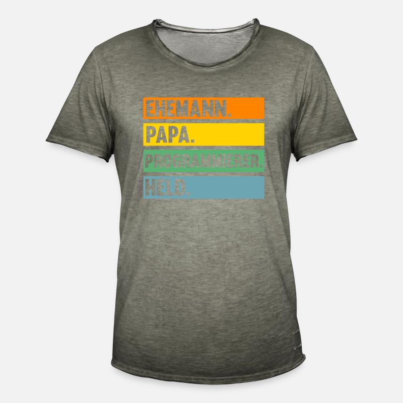 Programmieren Entwickler Papa Vater Programmierer - Männer Vintage T-Shirt - Vintage Khaki