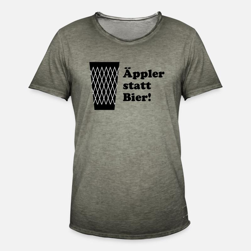 Geripptes Äppler statt Bier - Männer Vintage T-Shirt - Vintage Khaki