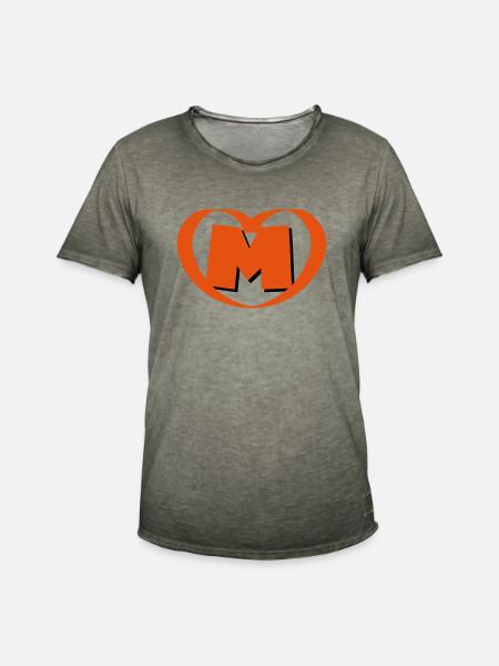 Herz mit Buchstabe M - Männer Vintage T-Shirt - Vintage Khaki
