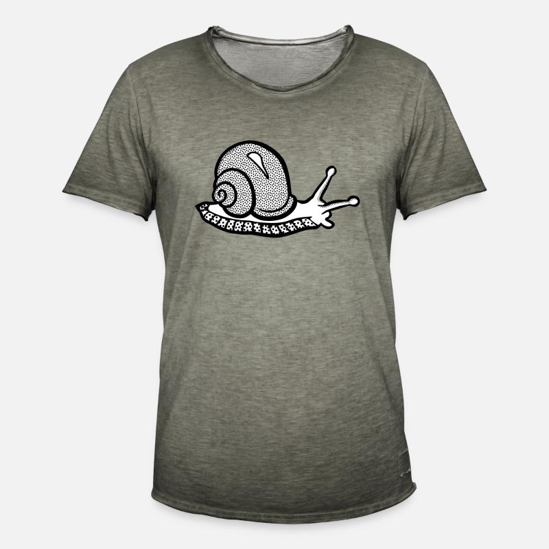 Snail black and withe - Männer Vintage T-Shirt - Vintage Khaki