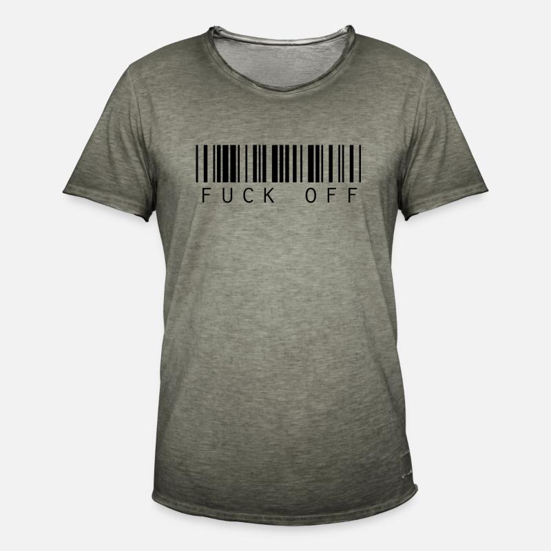 Barcode Strichcode Fuck Off Spruch - Männer Vintage T-Shirt - Vintage Khaki