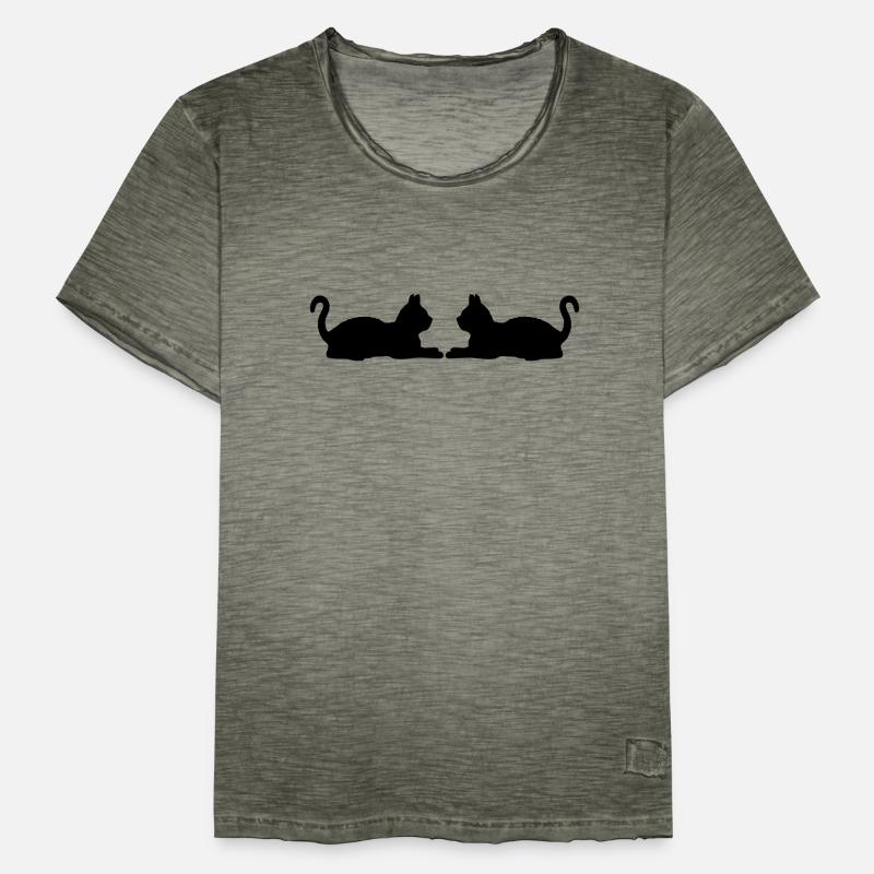 2 silhouette de chats couchés T-shirt vintage Homme