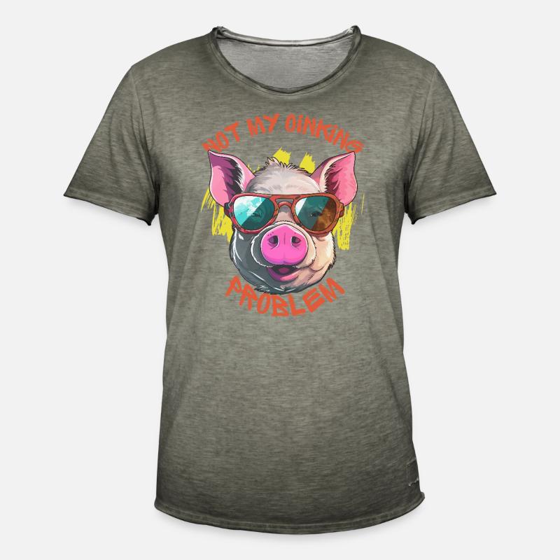 Not My Oinking Problem - Men's Vintage T-Shirt - vintage khaki