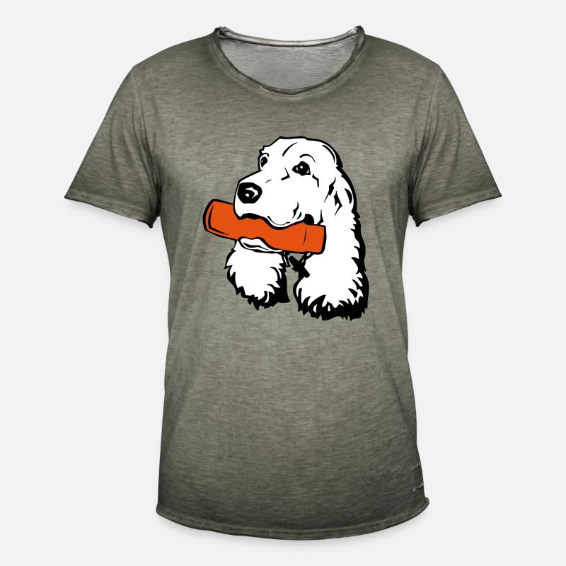 Cocker Spaniel mit Dummy - Männer Vintage T-Shirt - Vintage Khaki