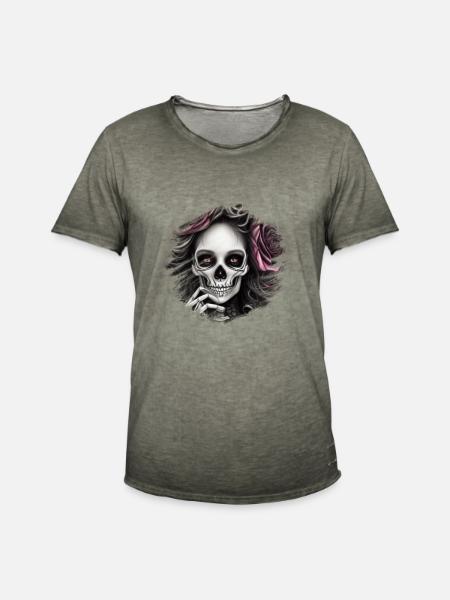 Crâne de squelette - T-shirt vintage Homme - vintage kaki