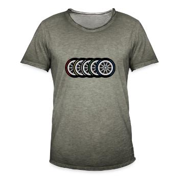 Composés de pneus - T-shirt vintage Homme - vintage kaki - Devant - Jose (178cm)