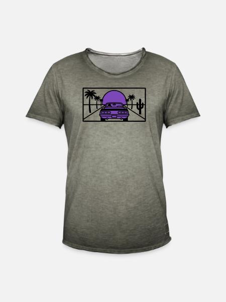 Night Driving Highway Graphic - Men's Vintage T-Shirt - vintage khaki