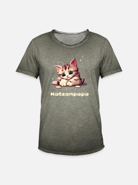 Katzenpapa süßes Kätzchen - Männer Vintage T-Shirt - Vintage Khaki