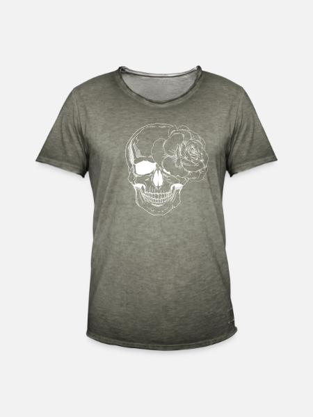 Skull and Flower - Männer Vintage T-Shirt - Vintage Khaki