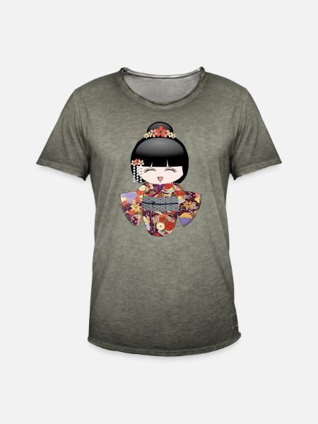 happy kokeshi - Men's Vintage T-Shirt - vintage khaki