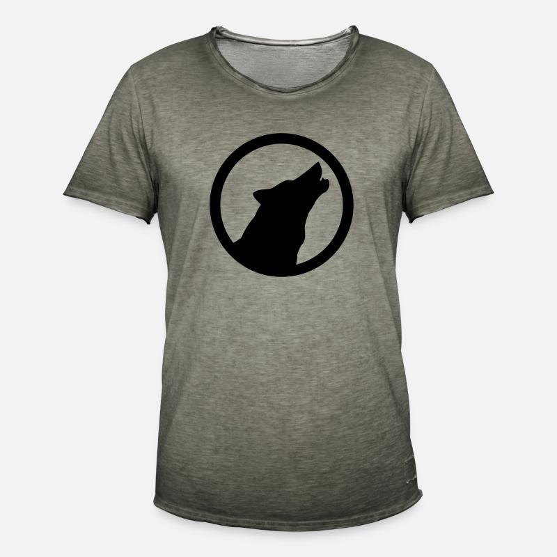 Wolf - Männer Vintage T-Shirt - Vintage Khaki
