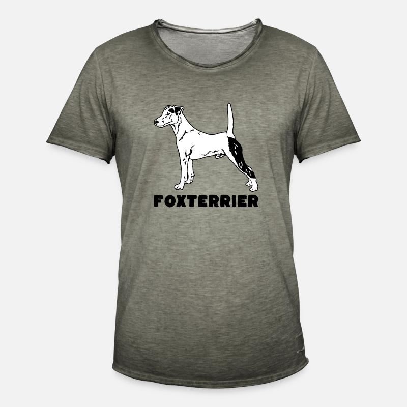 Foxterrier stehend mit Text - Männer Vintage T-Shirt - Vintage Khaki