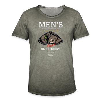 OURS DORMANT AVEC DE LA BIÈRE, T-SHIRT POUR HOMMES - T-shirt vintage Homme - vintage kaki - Devant