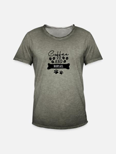 Café et bobtail - T-shirt vintage Homme - vintage kaki